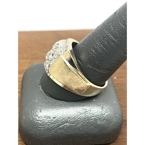 Men's Ring 14k Yellow Gold Diamond 0.50ctw Statement Cocktail Estate Size 11.5 - Picture 7 of 14